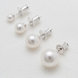 Sterling Silver Dainty Pearl Stud Earring,Timeless Pearl Earrings,Minimalist Earring,Mini,Medium,Large,Everyday Pearl Earrings(EC1062)