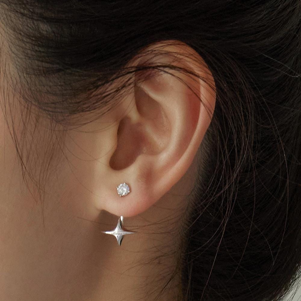 ピアス TATIANA (SIRVER925) Shiny Star EarJacket Earring BMR265 Star Ear Jacket - Etsy