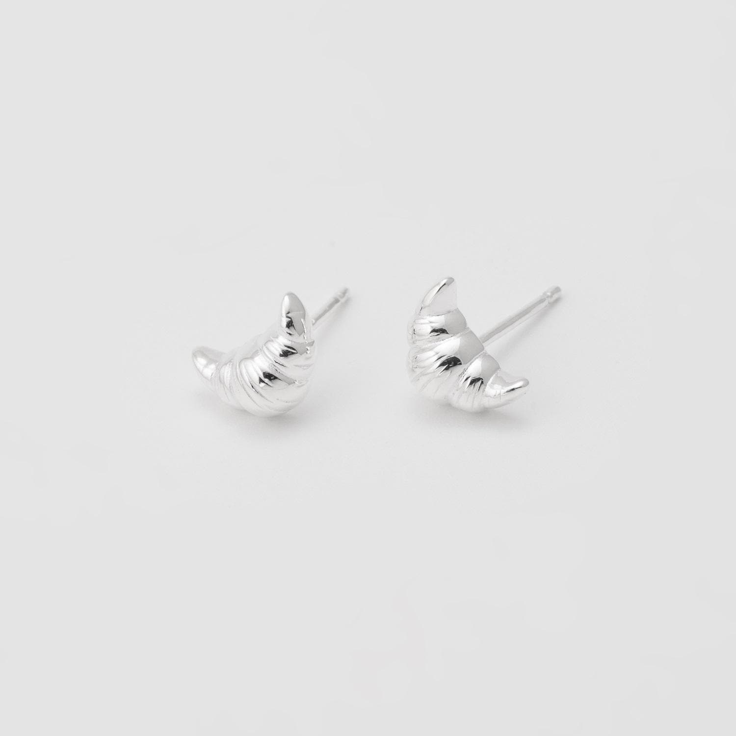 Pair of Croissant Stud Earrings in Sterling Silver,dainty