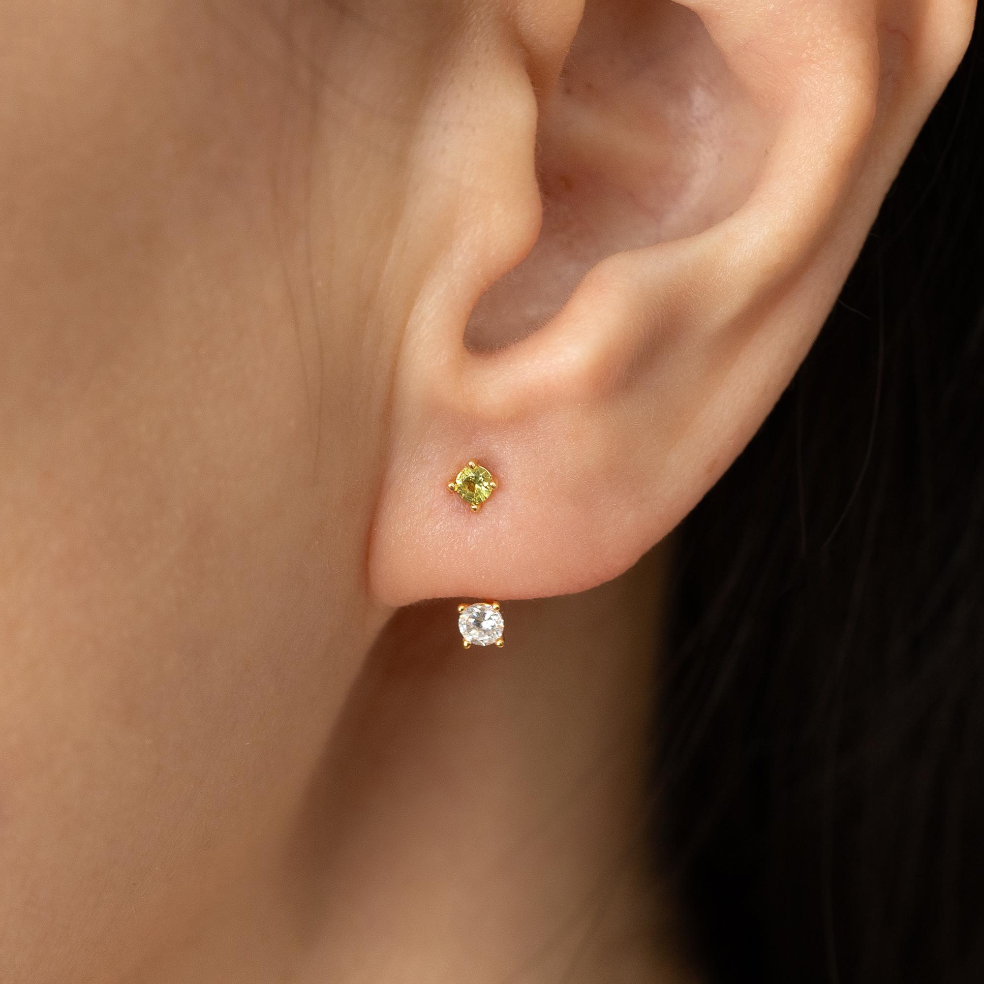 ■TATIANA■ Silver 9252SET Petite Birthstone Ear Jacket Earr Pair of Tiny Birthstone Ear Jacket Earrings in Sterling
