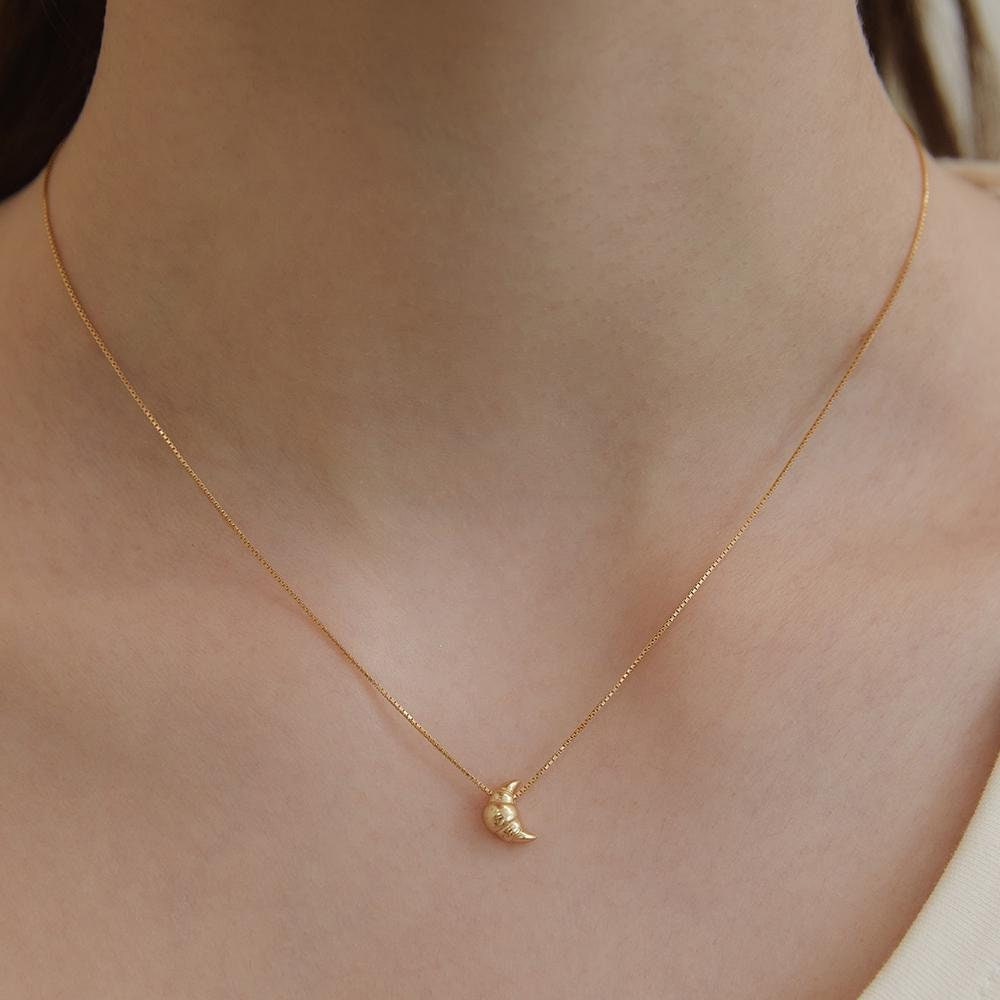 ☆TATIANA☆ Silver 925 Deli Croissant Necklace NZ2428 Dainty Croissant Charm Nekclace in Sterling Silver,croissant
