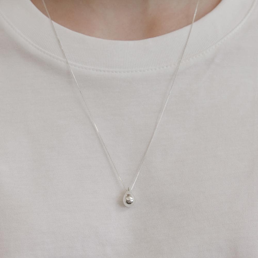 Teardrop Pendant Necklace in Sterling Silver, Puffy Charm Necklace, Layering Jewelry, Waterdrop Long Necklace, Perfect Gift for Her (NZ2434)