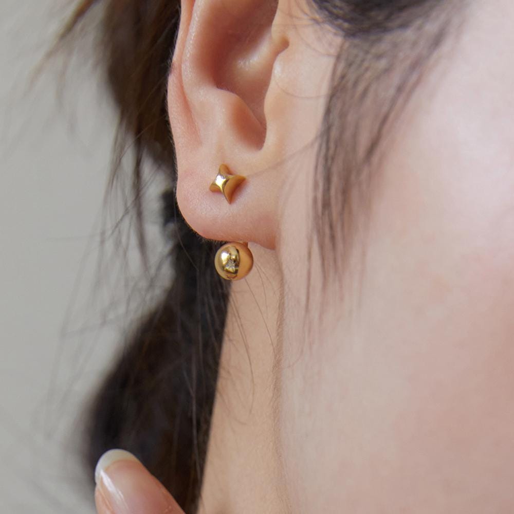 Star Ball Ear Jacket Earrings,dainty Silver Star Earrings