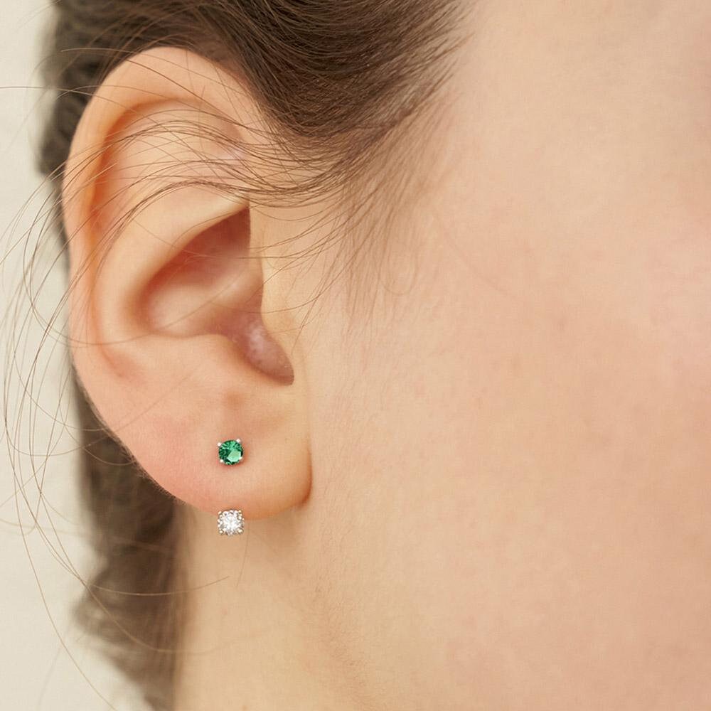 Pair of Tiny Birthstone Ear Jacket Earrings in Sterling