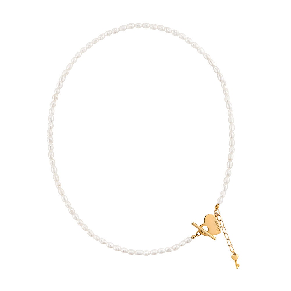 Heart Toggle Key Point Pearl Necklace, Freshwater Pearl