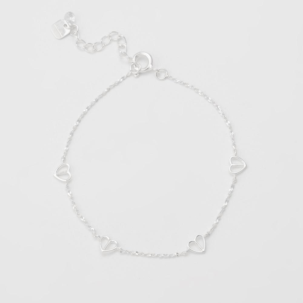 Heart Station Bracelet,half&half Heart Bracelet,dainty