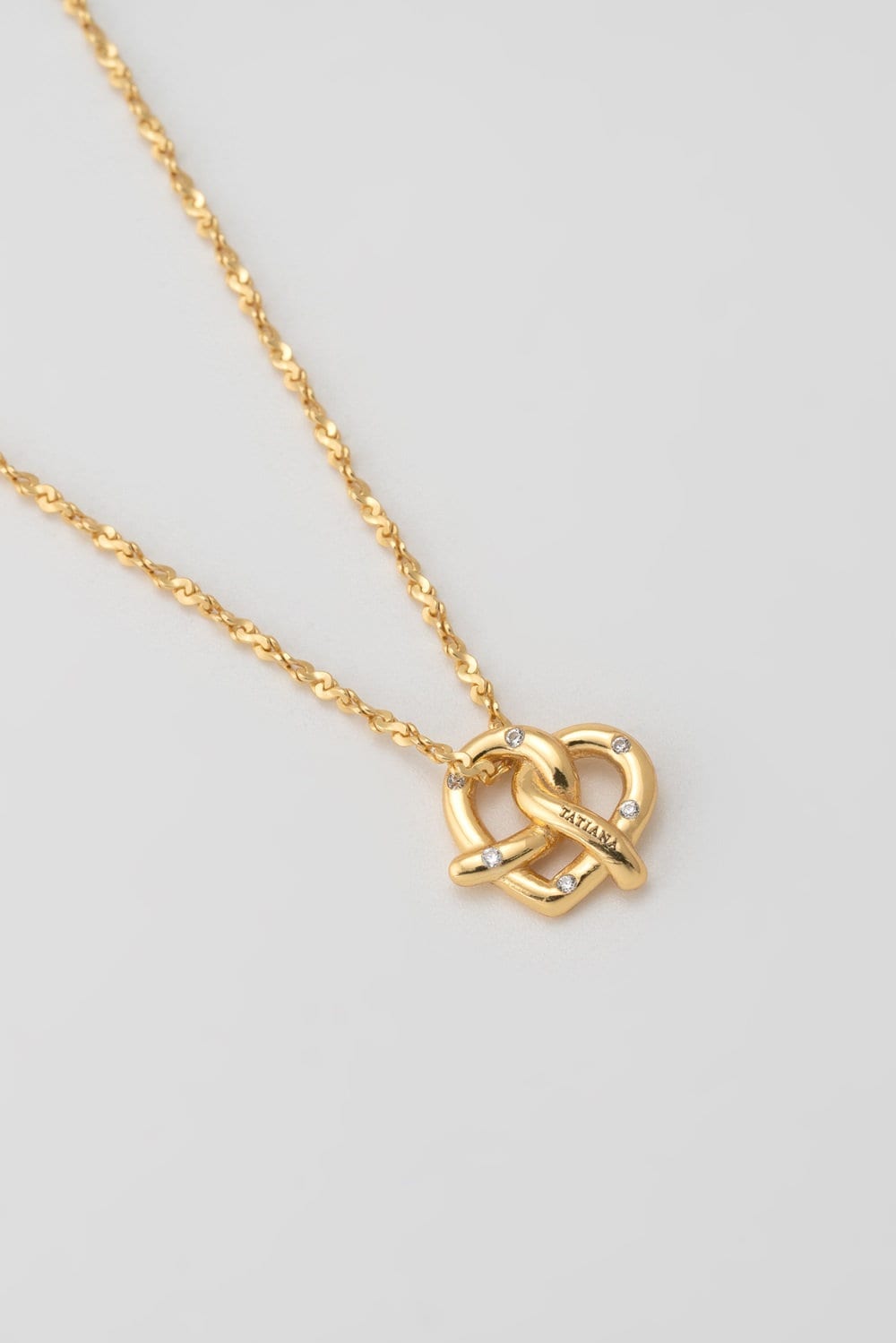Dainty Pretzel Heart Necklace,pretty Love Knot Necklace