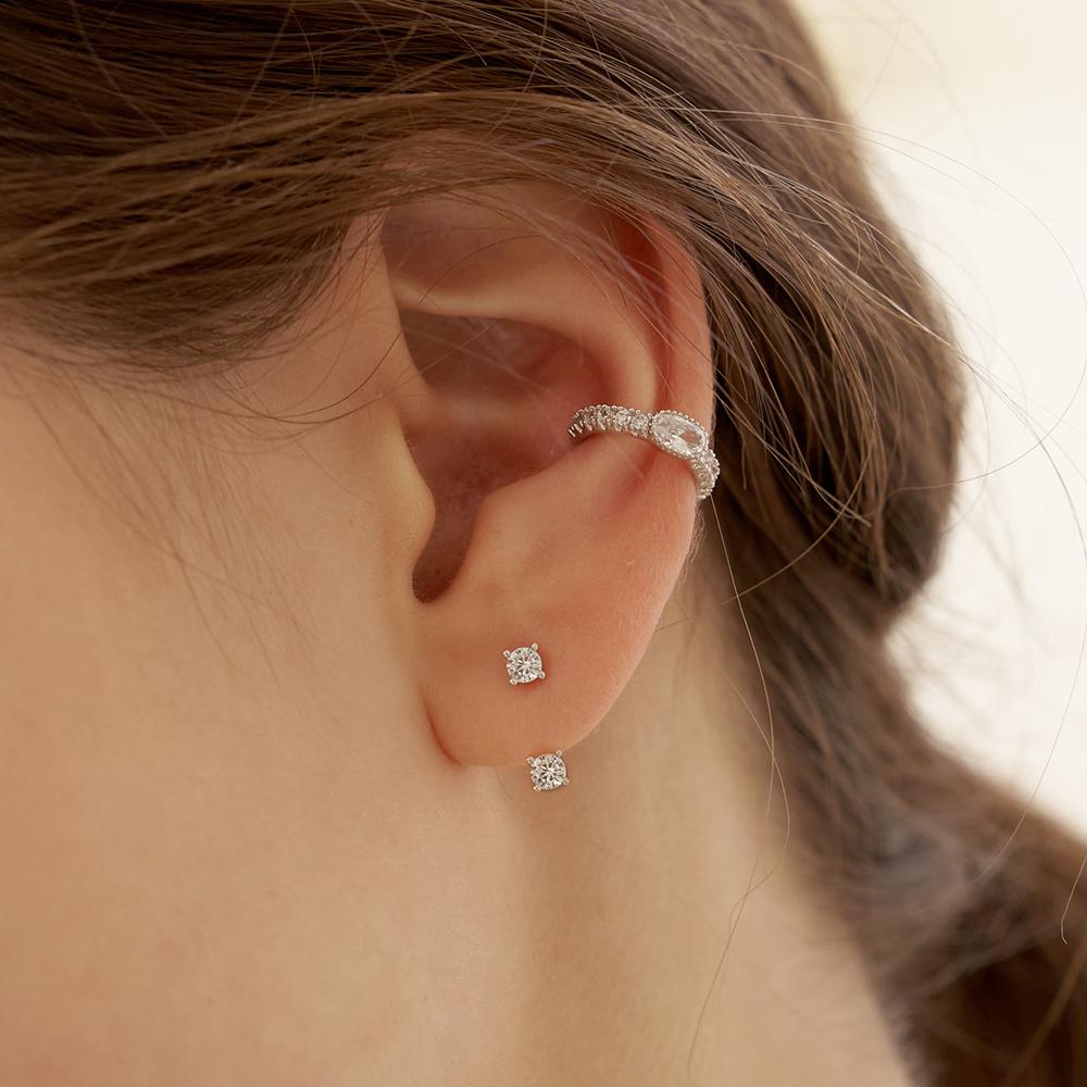 Pair of Tiny Birthstone Ear Jacket Earrings in Sterling