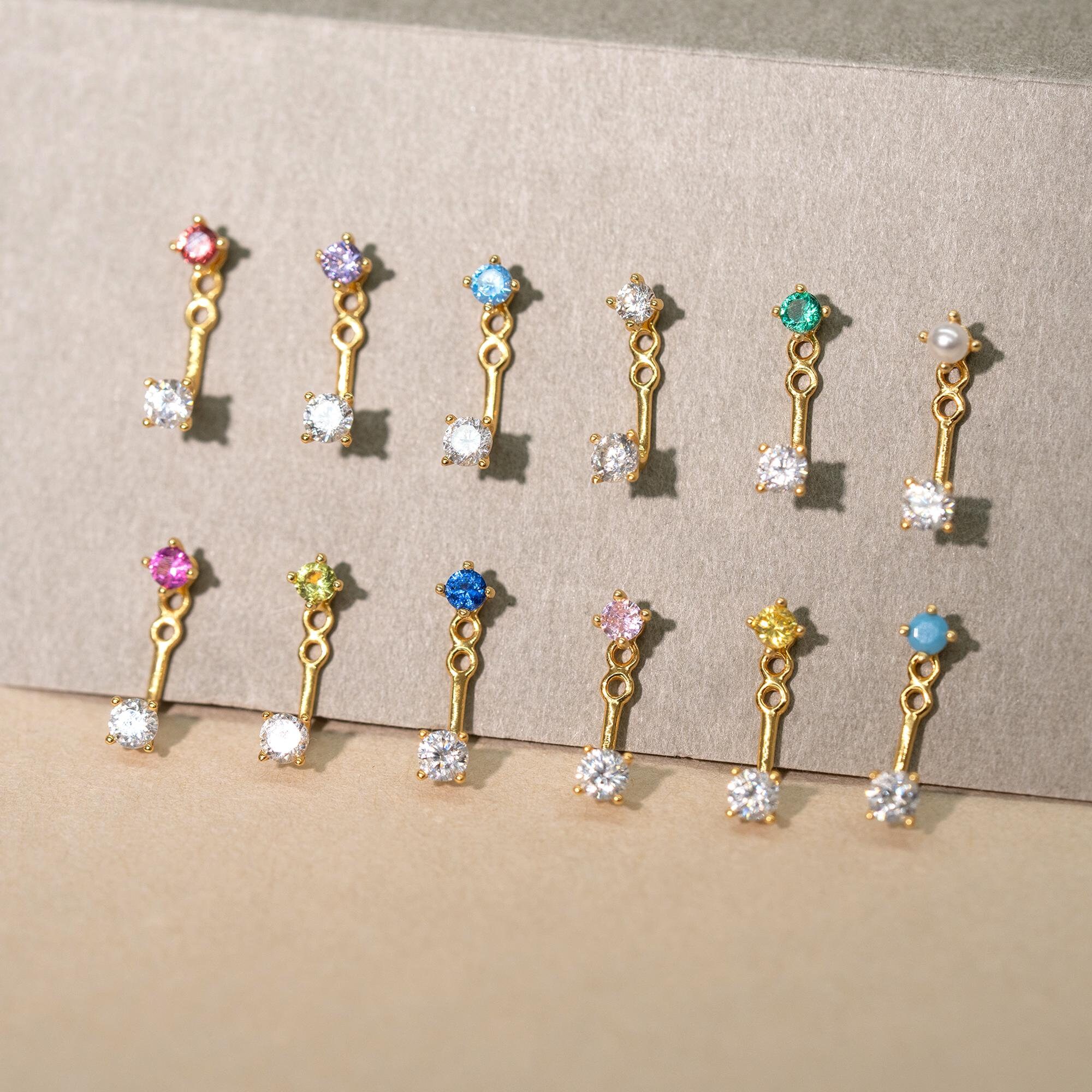 【TATIANA】(Silver925) Petit Birthstone Ear Jacket Earrings TATIANA】(Silver925) Petit Birthstone Ear Jacket Earrings