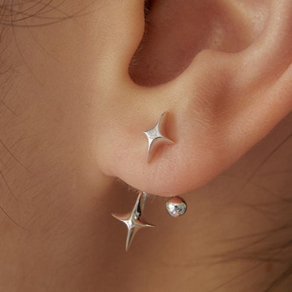 Shooting Star Ear Jacket Earrings, Celestial Star Ear Jacket Earrings, Front Back Earrings, Trendy Star Earrings, Gift For Her (EC3026)