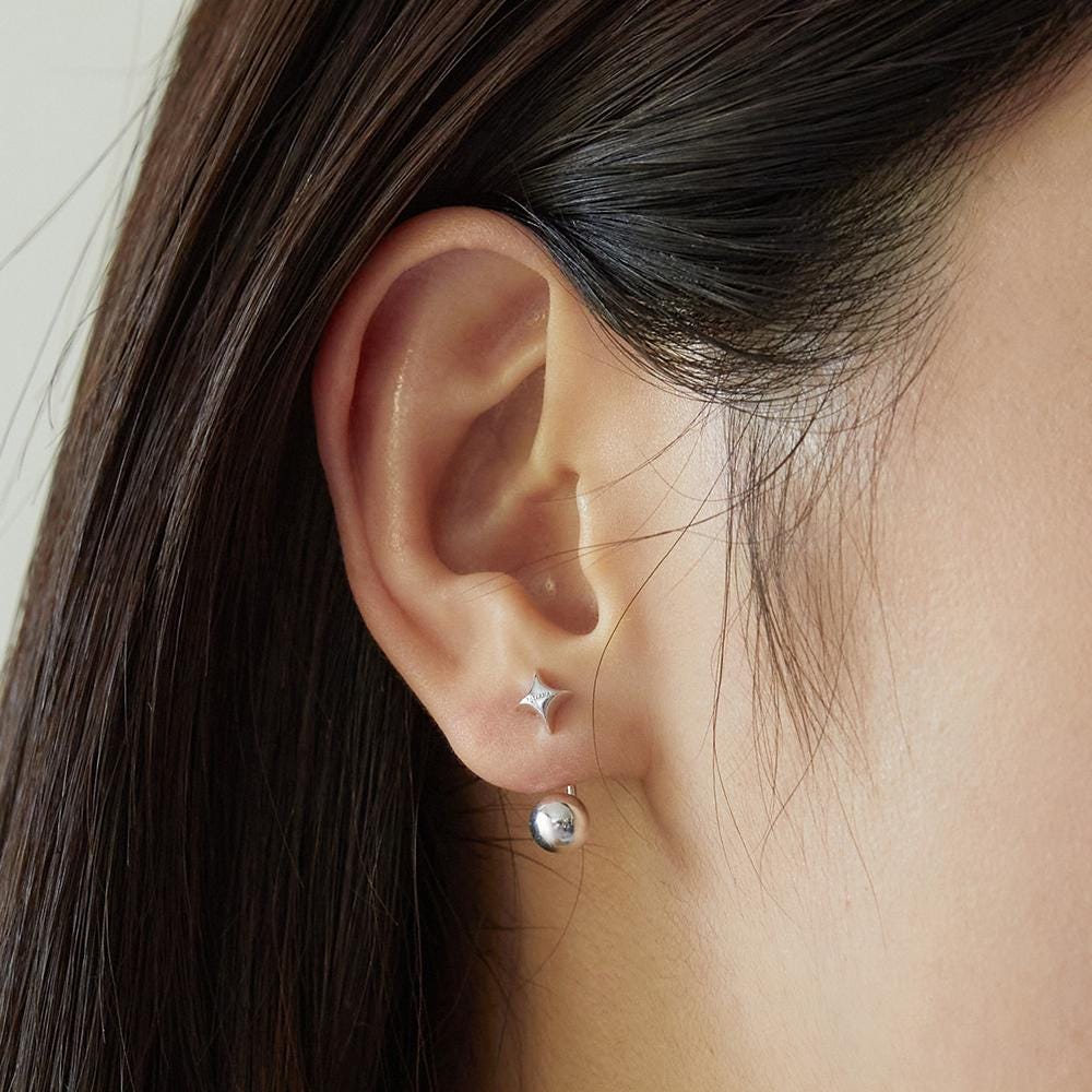 イヤリング TATIANA Silver 925 Star and Ball Ear Jacket Earrings EC3025 Star Ball Ear Jacket Earrings,dainty Silver Star Earrings