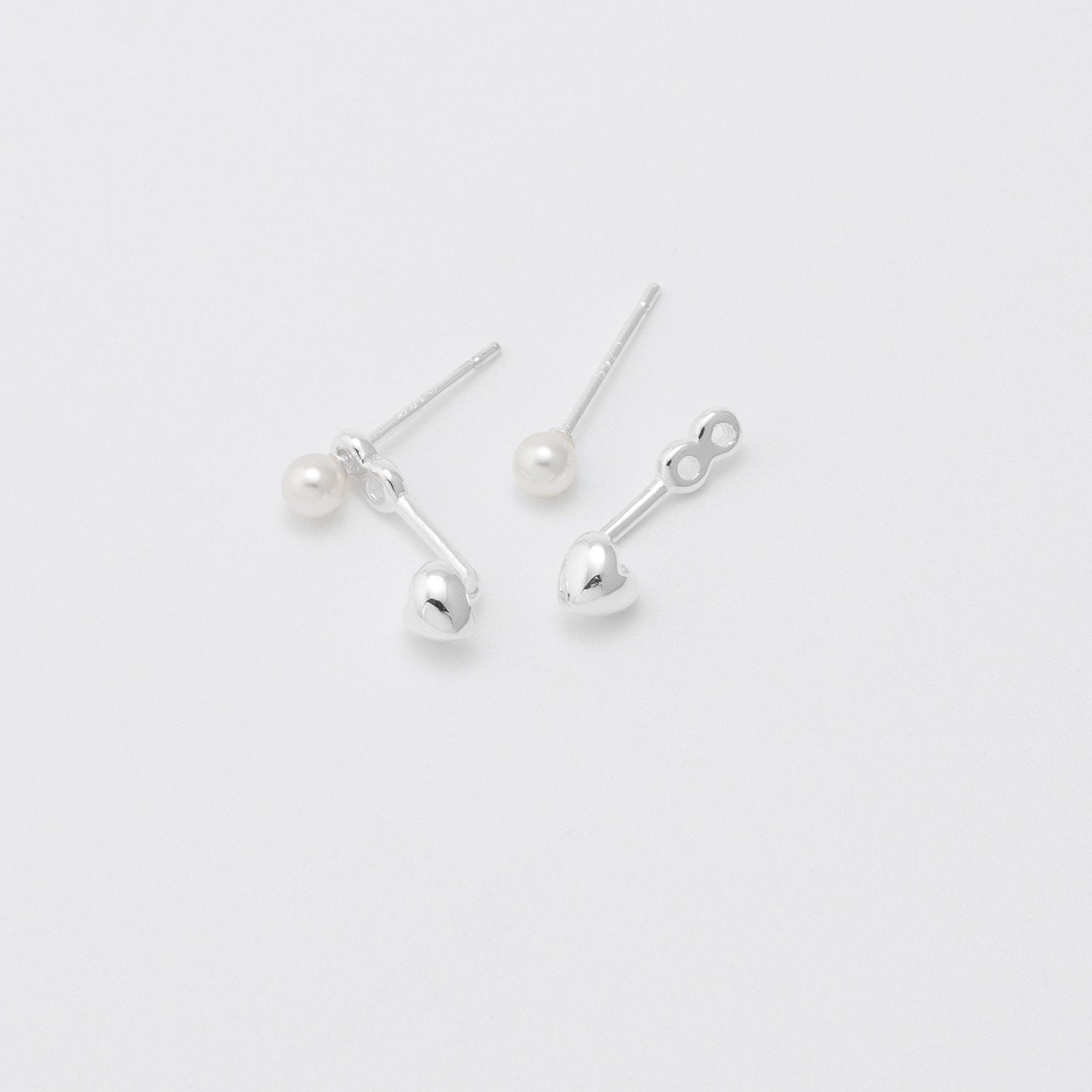 ピアス TATIANA Silver 925 pearl cubic heart ear jacket earrings EC1 TATIANA】(Silver925) Pearl Cubic Heart Ear Jacket Earring