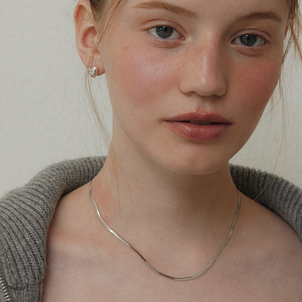 ネックレス・ペンダント TATIANA Silver 925 Modern Flat Snake Chain Necklace NZ2158 TATIANA】Modern Flat Snake Chain Necklace NZ2158〜韓国発