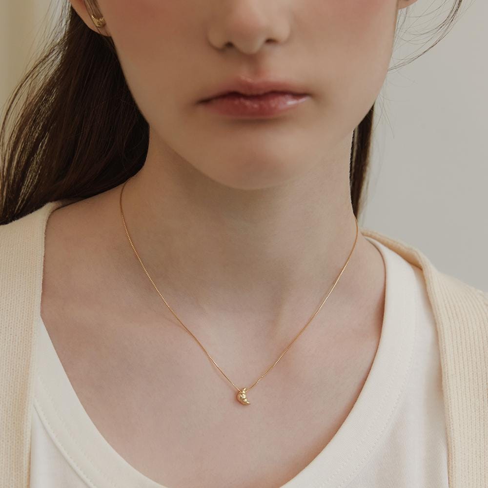 Dainty Croissant Charm Nekclace in Sterling Silver,croissant