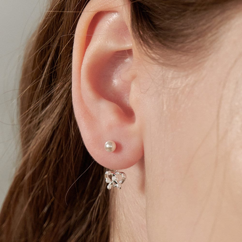 イヤリング TATIANA Silver 925 Pearl Pretzel Heart Ear Jacket Earrings E Sterling Silver Pearl Pretzel Heart Ear Jackets,dainty Hear
