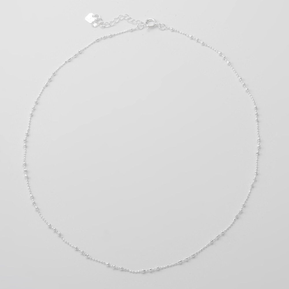 Sterling Silver Satellite Chain Necklace, Delicate Layering