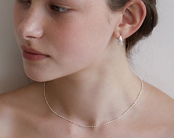 ネックレス・ペンダント TATIANA Silver 925 Delicate Pearl Y Chain Necklace NZ2420 50 Delicate Dangle Long Pearl Y Necklace. Minimalist Bridal