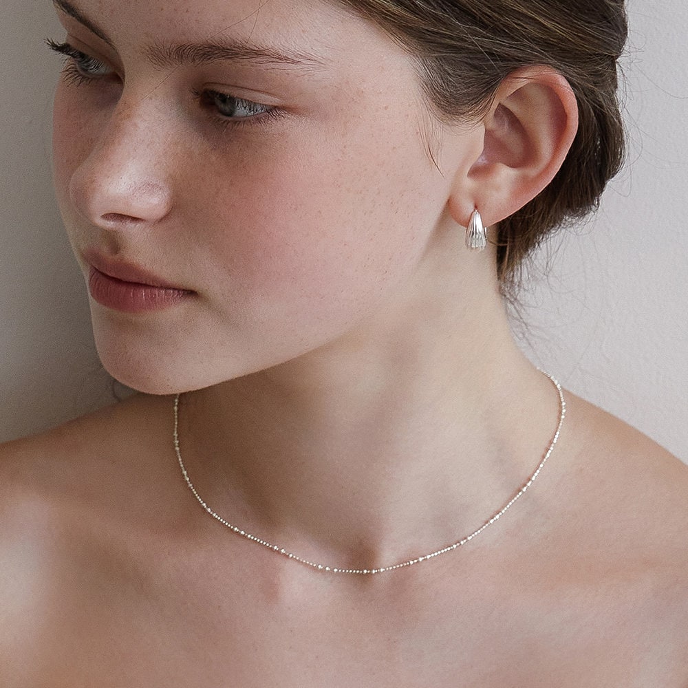 Sterling Silver Satellite Chain Necklace, Delicate Layering