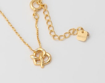 TATIANA☆[Silver925] Pretzel Heart Necklace Dainty Pretzel Heart Necklace,pretty Love Knot Necklace
