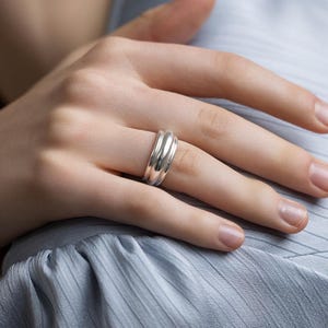 Bold Dome Band Ring, Gold and Silver Mixed Metal Ring, Minimalist Y2K Statement Ring, Unisex Everyday Jewelry, Gift for Her(CR1885)