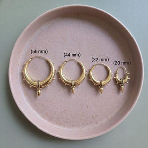 Aros tribales: joyas llamativas en tono dorado, aros bohemios vintage, regalo para ella