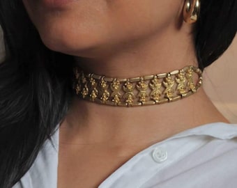 Modern Boho Style Statement Choker Necklace: Vintage Style Collar, Gift for her