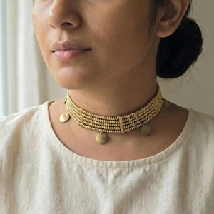 Medaillon Multistrand Kragen: verstellbare Boho Statement Halskette, ethnischer Schmuck, Geschenk für sie
