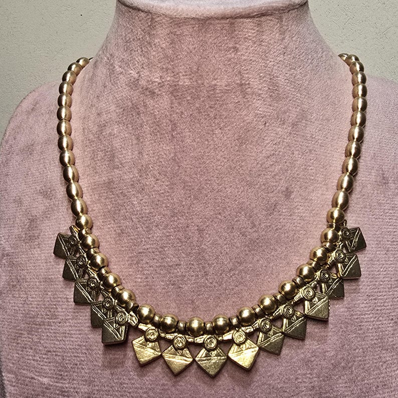 Handgemachte Messing Charm Halskette, Boho Ethnic Statement Schmuck, Länge verstellbar Bild 9