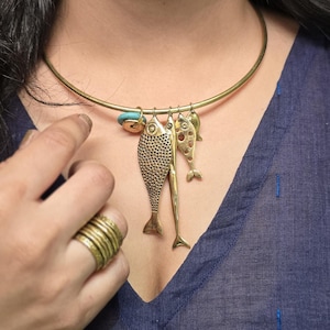 Fish Torque Choker: Boho Statement Jewelry, Vacation Jewelry, Gift for her