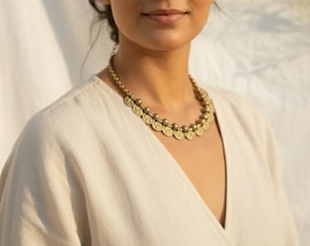 Gold Filled Choker Necklace: Boho Ethnic Statement Jewelry