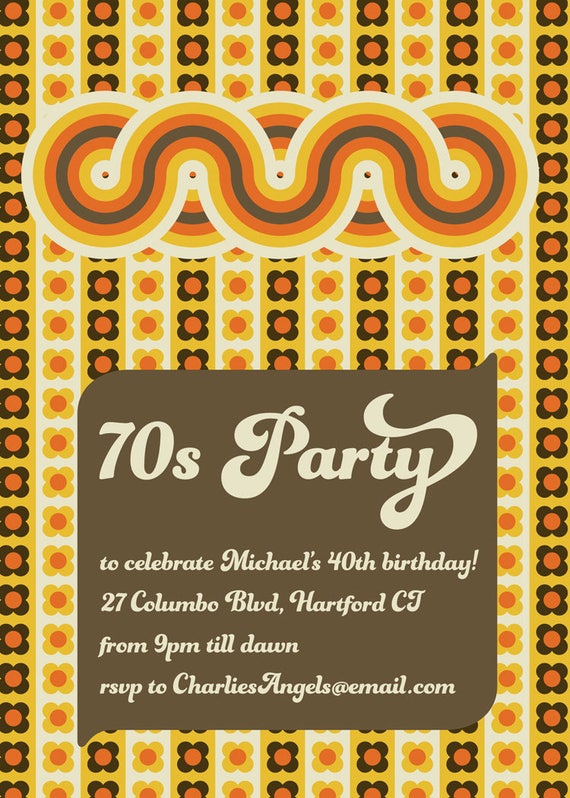 70er Jahre Party Einladung 1970er Jahre Party Einladen 70er Etsy