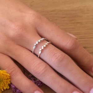 Baguette wedding band, Baguette diamond ring, dainty wedding ring, diamond eternity ring, stacking diamond ring, half eternity, stackable