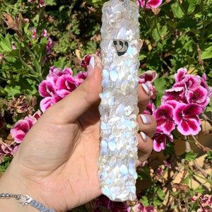 Moonstone Gemstone Mezuzah with scroll, Mezuzah for door, Mezuzah Case, Mezuzah Cover, Colorful Mezuzah, housewarming gift, Judaica Gifts