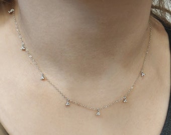 Diamond by the yard Station three stone Necklace