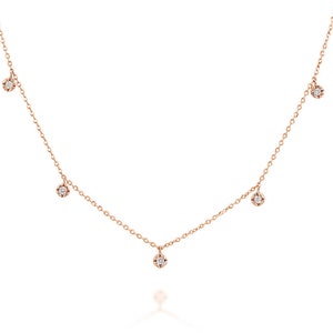 Diamond by the yard, Diamond Station Necklace, layered necklace, bezel necklace, rose gold necklace, charm diamond necklace