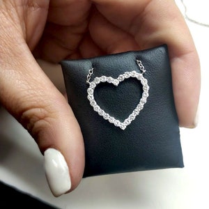Diamond heart necklace, 14K solid gold heart necklace