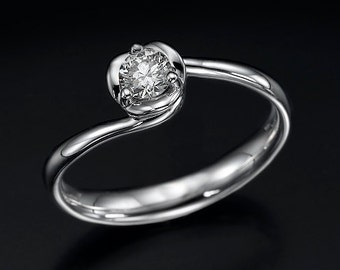 0.22ct diamond ring, flower engagement ring, flower ring, white gold ring, floral ring,