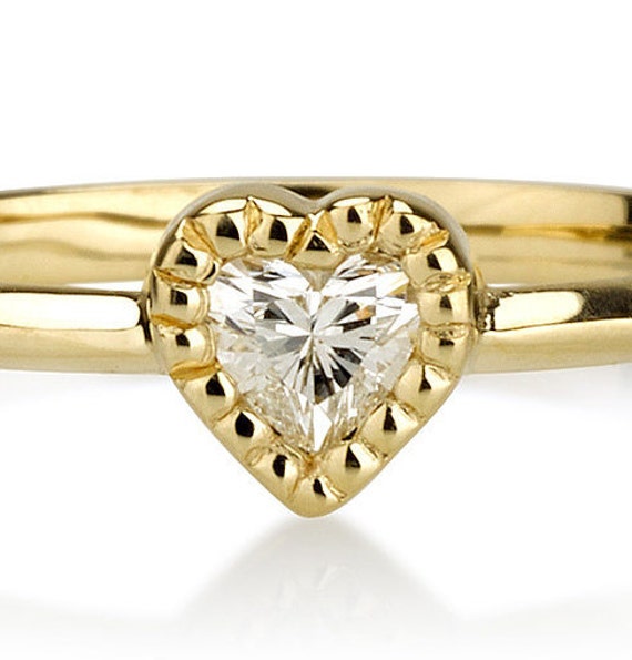 Heart Shape Ring Heart Diamond Ring Vintage Style Ring Etsy