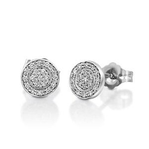 Round pave diamond stud earrings