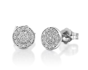 Pendientes de diamantes de pave redondo