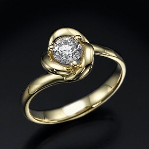 flower diamond ring, flower engagement ring, flower ring, yellow gold ring, floral ring, petals Ring, unique solitaire ring