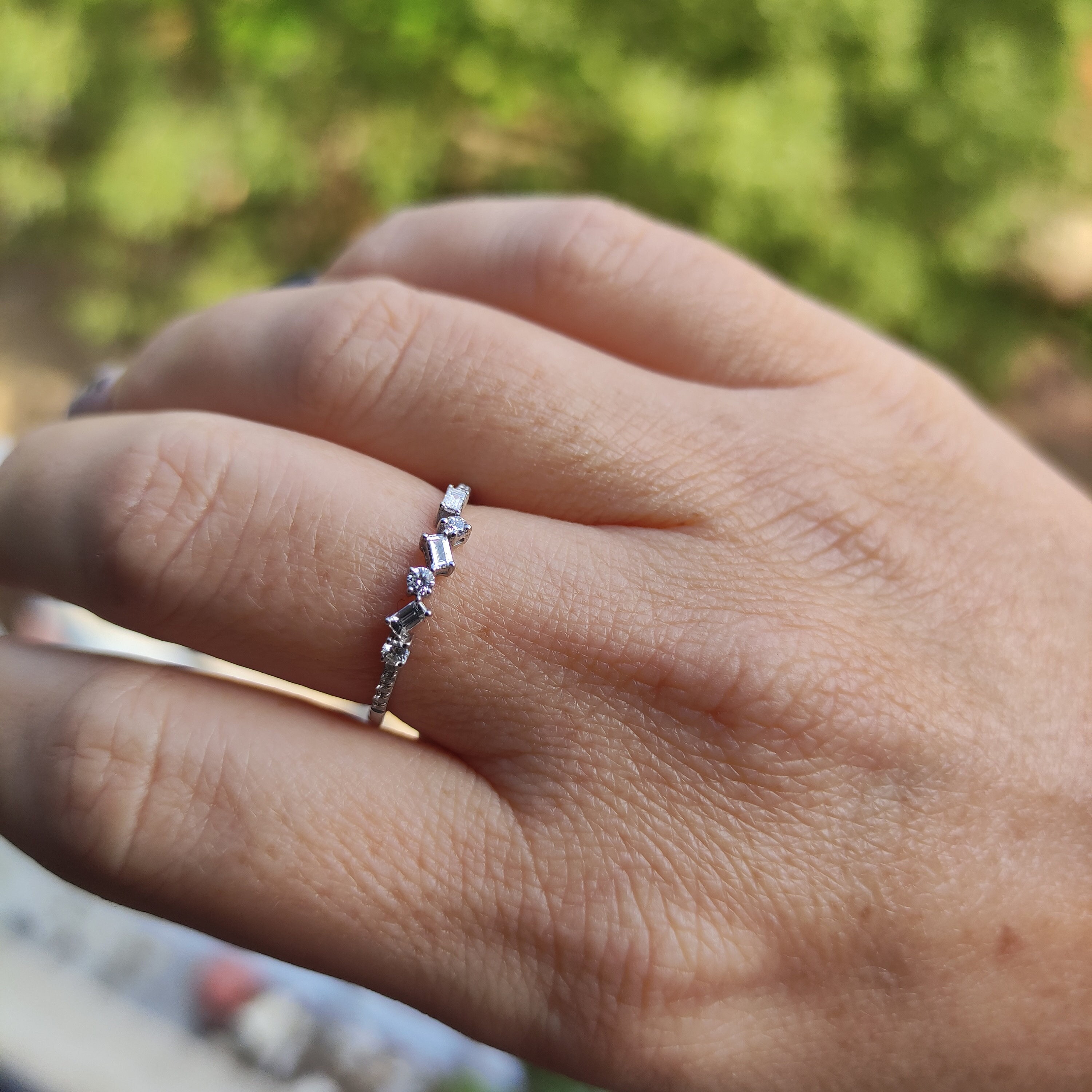 Baguette Diamond Ring, Baguette Ring, Dainty Eternity Ring