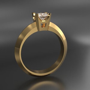 STL 3D model Jewelry CAD file for 3D printing, Knife edge solitaire ring for print, printable file, jewelry design, STL jewelry