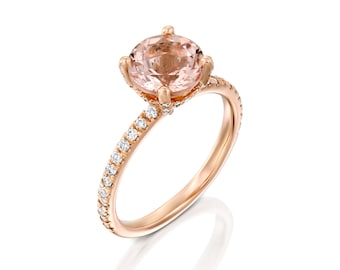 Morganite diamond engagement ring