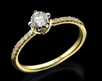 0.56ct diamond ring, engagement ring, diamond gold ring, crown ring, prong ring, pave ring