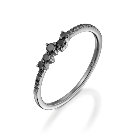 dainty black diamond ring