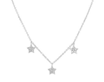 Diamond by the Yard Necklace, Diamond Station Necklace, diamond star necklace, layering necklace, Gold Star Necklace, star charms necklace