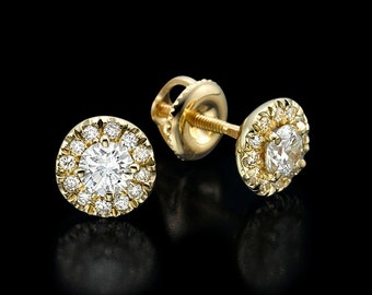 Round halo diamond earrings