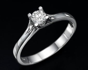 twist ring, unique engagement ring, diamond engagement ring, twist prong ring, white gold ring, round diamond ring, classic design ring