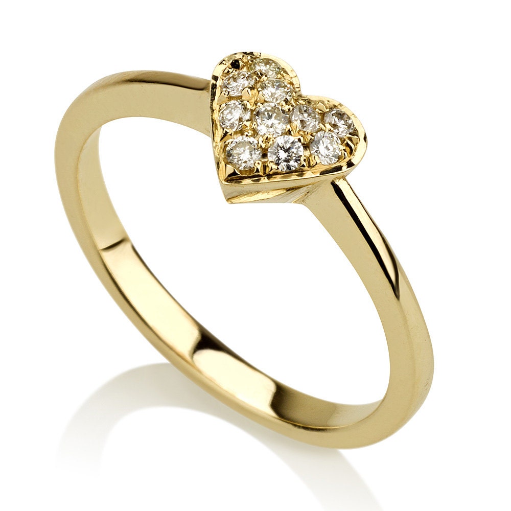 Heart pave diamond ring | Etsy